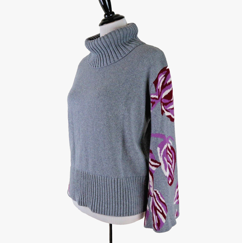 Cabi Size M Eden Pullover Bell Sleeve Sweater Gray Berry Silver Rose